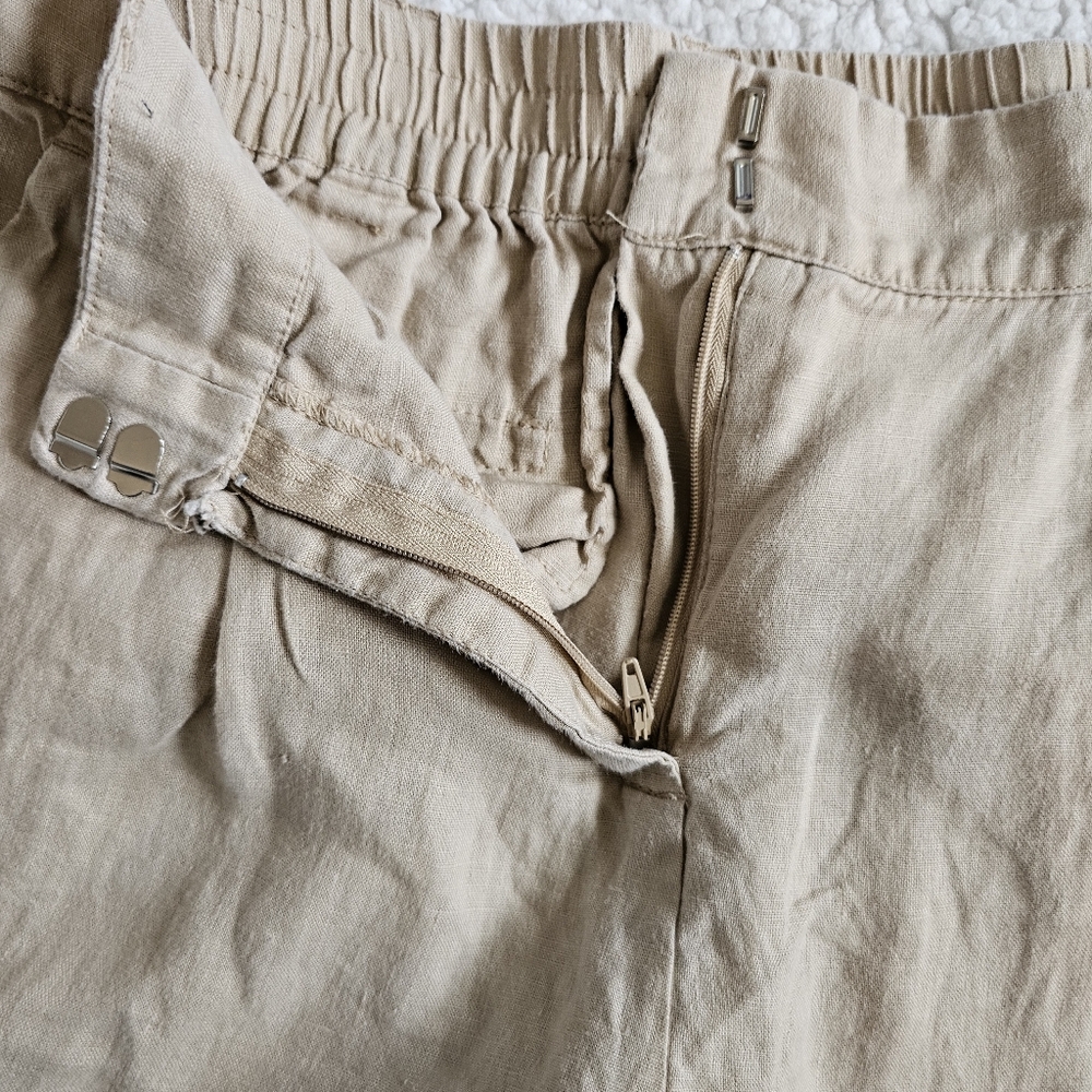 Magaschoni Cream Wide-Leg Linen-Blend Chinos Size M - Picture 4 of 6